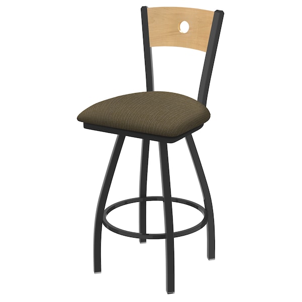 36" Swivel Counter Stool, Bronze Finish, Nat Back, Graph Cork Seat
